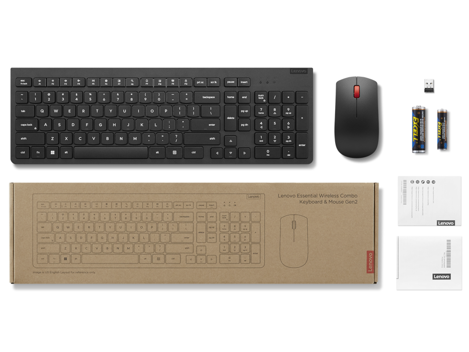 Clavier - Lenovo Essential Wireless Keyboard &amp; Mouse Combo Gen2