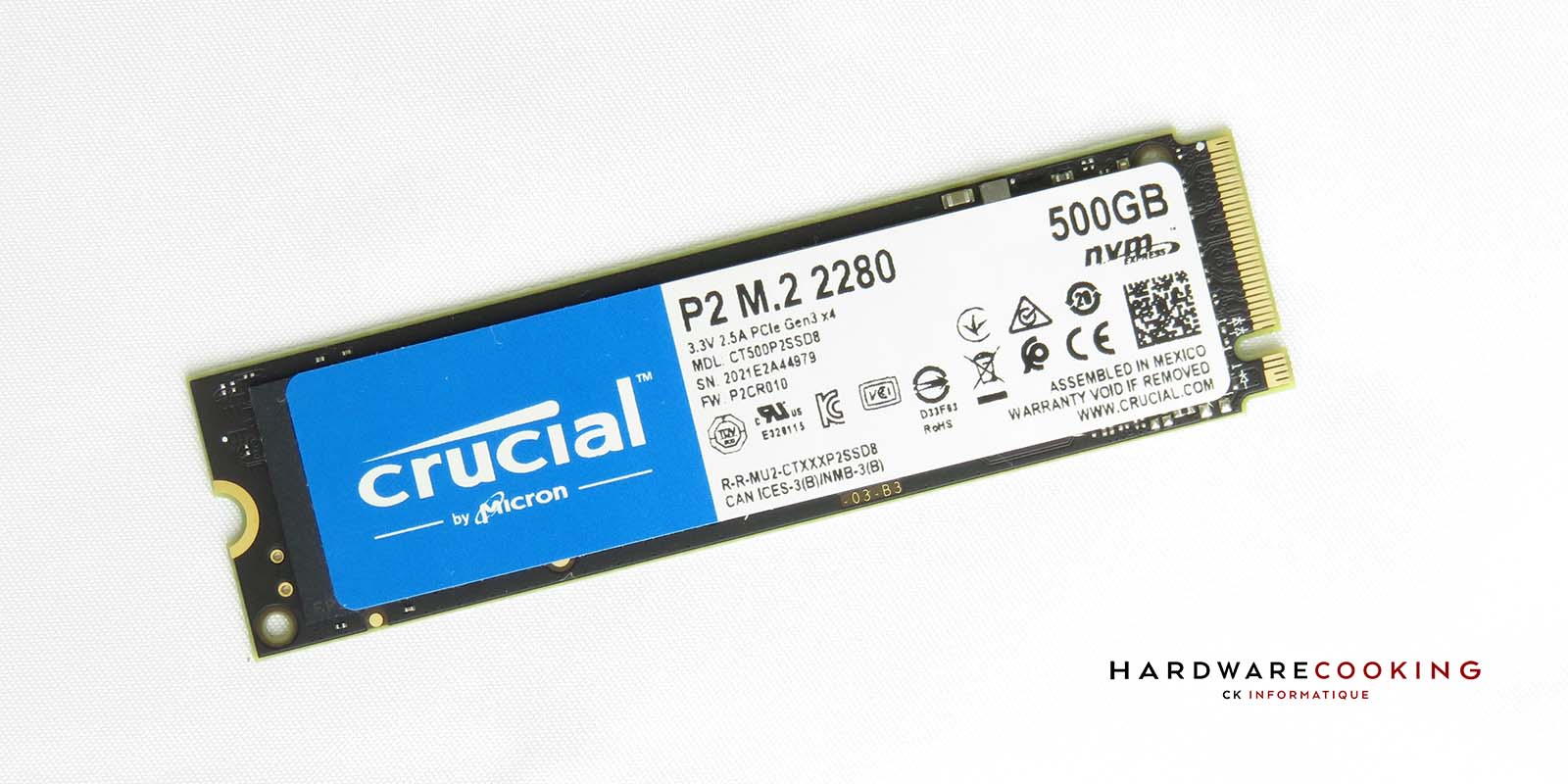 Disque dur SSD Crucial  NVMe PCIe - 512 Go