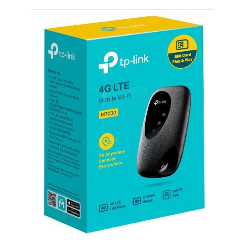 TP-Link Routeur 4G M7000, Modem mobile , Box débit 150Mbps, Hotspot , Batterie rechargeable de 2000mAh, Partage WiFi jusqu'à 10 appareils, Déverrouillé compatible toute SIM